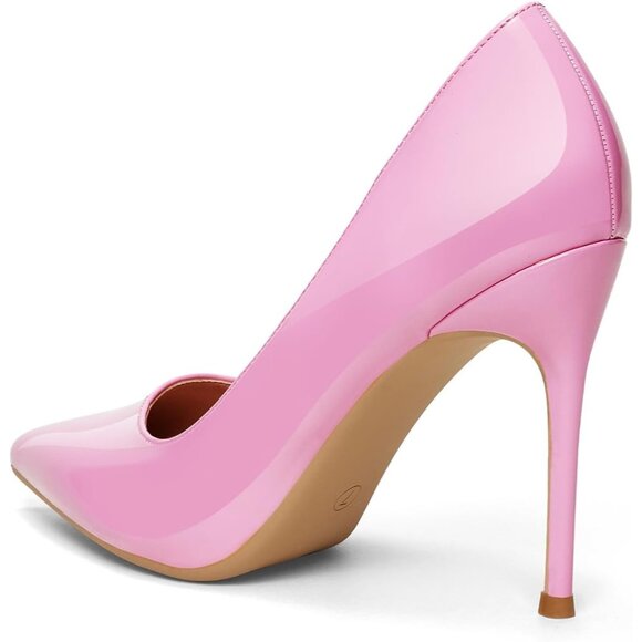 Women Pink Polyurethane (PU) Closed Pointed Toe Stiletto High Heel Shoes Pumps - Picture 6 of 8